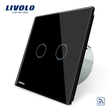 Livolo EU Standard Wall Light Remote Touch Switch, AC 220~250V ,With Black Glass Panel, NO Remote Controller, VL-C702R-12 2024 - buy cheap