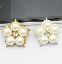 Fashion Rhinestone Brooch with Pearls Adorned DIY Hair Accessories Brooch Pin Material  Jewelry Accessories 24Pcs/Lot  MYQB082 2024 - buy cheap