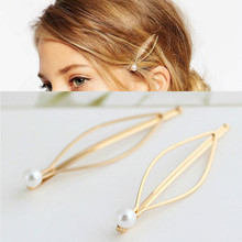 Fashion simple European and American style jewelry versatile imitation pearl gold hair clip headwear hair accessories wholesale 2024 - buy cheap