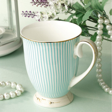 Elegant Tea cups British Purified Ceramic Cups Bone China Blue Stripes Coffee cup Golden Pattern Fashion Unique Design Goblet 2024 - buy cheap