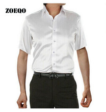 ZOEQO nuevo estilo de verano de alta calidad de seda de manga corta camisas de vestir para hombres casual camisa masculina camisas hombre 2024 - compra barato