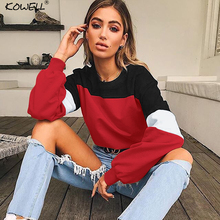 Hot Sale 2018 New Spring Autumn O Neck Long Sleeve Lace Up Sweatshirts Casual Patchwork Plus Size Hoodies Women Streetwear 2024 - buy cheap