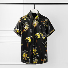 New High Quality Summer Xinyi Yellow Digital Printing Micro Elastic Cotton Fashion Casual Shirts Fashion Plus Size MLXL2XL3XL4XL 2024 - buy cheap