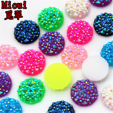 Micui 60pcs AB Color 12mm Round Resin Rhinestones Crystal Stones Applique Flat Back Crystal Stones Non Sewing Scrapbook MC44 2024 - buy cheap