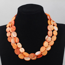 Luxury 3 Strands Orange Shell Beads Bridesmaid Necklace Jewelry New Beaded Statement Necklace for Women Free ShippingABL767 2024 - buy cheap