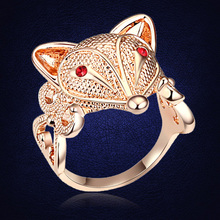 Unique Design Rose Gold Color Cute Fox Ring Fashion Austria Crystal Jewelry For Women Girl Gifts Animal Anel 2024 - buy cheap