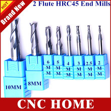 8PCS HRC45 2 2.5 3 4 5 6mm 8mm 10 mm 2 flutes Tungsten Carbide End Mill set / milling cutter set CNC END MILLS for general steel 2024 - buy cheap