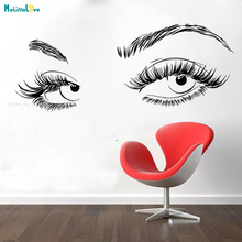 Eyelashes Wall Sticker Window Beauty Salon Woman Face Lashes Eyebrows Brows Handmade Decoration Eyebrow Studio Murals YT1064 2024 - buy cheap