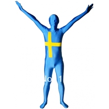 Traje Zentai de bandera de Suecia, cuerpo completo, LICRA 2024 - compra barato