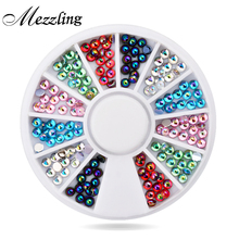 Juego de accesorios para decoración de uñas, Set de 3mm, 150 unids/set, rueda de diamantes de imitación brillantes, mezcla de 6 colores, cuentas 3d para uñas, novedad 2024 - compra barato