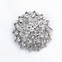 1.7 Inch Vintage Style Silver Tone Rhinestone Crystal Diamante Brooch Wedding Bouquet Accessory 2024 - buy cheap