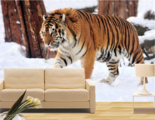 Custom 3D murals, Winter snow tiger papel de parede,hotel restuarant living room sofa TV wall bedroom wallpaper 2024 - buy cheap