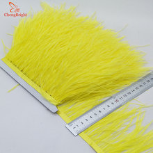 ChengBright Wholesale High Quality 10Yards Yellow Ostrich Feather Ribbon Ostrich Feathers Trim Fringe Clothing Decoration diy 2024 - buy cheap