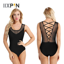 IIXPIN Women Ballet Leotards Adult Dancewear Sleeveless Criss Cross Back Mesh Splice Gymnastics Leotard Bodysuit Ballet Costumes 2024 - buy cheap