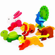 Детская деревянная модель животного для раннего обучения, трехмерная 3D головоломка для раннего развития детей, Развивающие деревянные головоломки, игрушки/одна штука 2024 - купить недорого