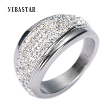 Cheap Price 316L Stainless Steel Ring For Women With Shiny Crystal Top Quality Jewelry 2024 - buy cheap