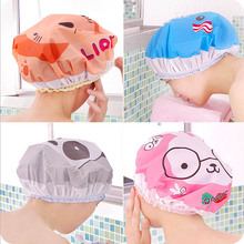 Cute cartoon shower bath cap women hat for baths and saunas lace elastic band cap spa cap women kids hair protective cap 2024 - buy cheap