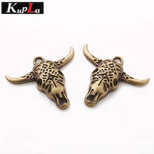Kupla Vintage Metal Cameo Ox Charms DIY Handmade Fashion Jewelry Cattle Head Pendant Charms for Jewelry Making 25*29mm C6059 2024 - buy cheap