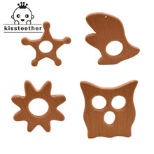 Baby Teether Wood Animal Shape Teether Natrual Beech Wooden Montessori Baby Teething Toys Accessories Baby Products Chew Toy 2024 - buy cheap