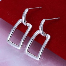 Hot Sale!!Free Shipping 925 Silver Earring,Fashion Sterling Silver Jewelry Big Square Earrings SMTE057 2024 - buy cheap