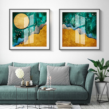 Nordic Sunrise Green Forest Canvas Painting Abstract Poster n Print Wall Art Picture For Living Room Studio Aisle Unique Gift 2024 - buy cheap