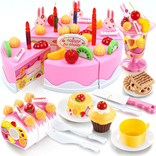 Conjunto de creme de bolo de aniversário, 75 peças, diy, corte de frutas, brinquedo de comida, educação precoce, meninas, crianças, conjuntos de cozinha 2024 - compre barato