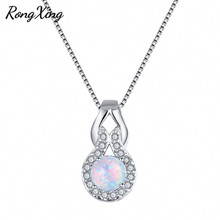RongXing Lovely White Fire Opal Gourd Pendants Choker Silver Color Zircon Rainbow Opals Clavicle Necklaces NL0200 2024 - buy cheap