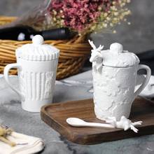 Christmas Mug White Deer Relief Coffee Mugs 350ML Tea Cup Ceramic Beer Milk Mug New Year Christmas Gift 2024 - buy cheap