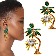 Gold Baroque Earrings For Women Coconut Tree Sun Korean Big Drop Earrings Female Jewelry Oorbellen Pendientes Mujer Moda 2018 2024 - buy cheap