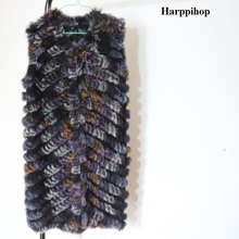 Harppihop-Chaleco de punto de piel de conejo 2017 natural para mujer, chaquetas de piel Rex de buena calidad, ropa interior sin mangas, novedad 2024 - compra barato