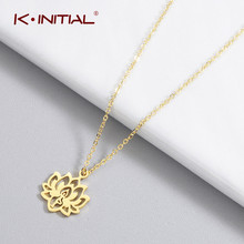 Kinitial Yoga Lotus Pendant Necklaces for Women Fashion Stainless Steel Choker Buddhism Water Lily Jewelry Chain Necklaces Gift 2024 - buy cheap
