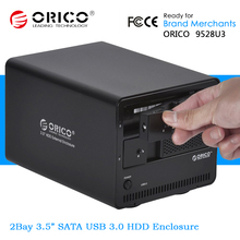 ORICO 9528U3 Aluminum 2Bay 3.5" SATA Hard Disk Drive USB 3.0 External HDD Enclosure Array Box 2024 - купить недорого