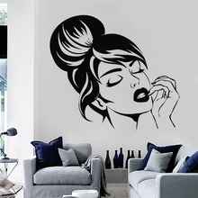 Sexy Beautiful Girl Face Wall Sticker Beauty Salon Wall Decor Hairstyle Makeup Stickers Art Decal Girls Bedroom Decoration Z865 2024 - buy cheap