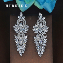 HIBRIDE Brand Flower Shape Cubic Zircon Drop Earrings For Women Fashion Jewelry Pendientes mujer moda Brinco E-744 2024 - buy cheap