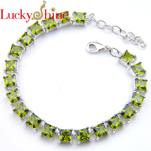 LuckyShine 8 цветов теннисные браслеты с кристаллами циркония драгоценные камни серебряные браслеты с цепочкой для свадебной вечеринки для женщин и мужчин браслет ювелирные изделия 2024 - купить недорого