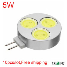 Super Bright DC12V G4 led bulb 5W Warm White/Cold White 3 COB LED Spotlight indoor lighting 10pcs/lot,Free shipping 2024 - купить недорого