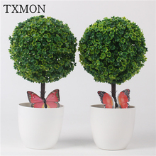 Artificial Plant Bonsai Greative Mini Grass Ball Potted Small Tree For Home Garden Hotel Decor Decorative Flower Accessories 2024 - buy cheap