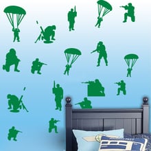 18Pcs Solider Army Wall Decal Boy Room  Kids Room Military War Solider Army Gun Weapon Wall Sticker Bedroom Playroom Vinyl Art 2024 - buy cheap