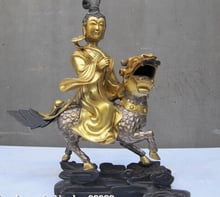 Xd 001485 china bronze 24k prata e ouro rússia estátua de buda dragon kylin em formato de fada 2024 - compre barato