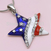 50 peças joias fashion esmaltadas estrela bandeira americana com pedras transparentes colares pingente para mulheres 2024 - compre barato