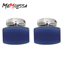 MeMolissa Dark Blue Opals Square Shirt Cufflinks for mens Brand cuff button cuff links High Quality abotoaduras Jewelry 2024 - buy cheap