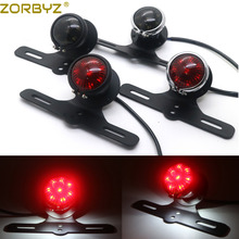 ZORBYZ Motorcycle Black Vintage LED Tail Brake Light License Plate Lamp For Harley Bobber Chopper Cafe Racer Custom 2024 - buy cheap