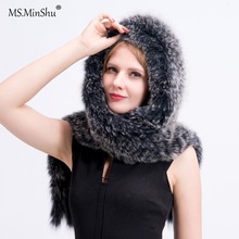 Fox Fur Hat with Scarf Hand Knitted Real Fox Fur Scarf Hat Fashion Winter Women Hat Fluffy Fur Cap FREE Shipping winter hats 2024 - buy cheap
