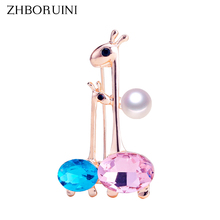 ZHBORUINI New Pearl Brooch Double Deer Pearl Breastpin Natural Freshwater Pearl Jewelry For Women Chinese Style Accessorie Pin 2024 - buy cheap