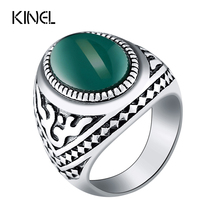 Anéis vintage para mulheres, cor de prata antiga, oval, anel boêmio, joias, atacado 2024 - compre barato