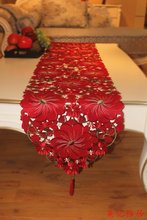 High quality polyester embroidery table runner satin tablecloth cutwork red plastic round table flag towel cloth covers 2024 - buy cheap