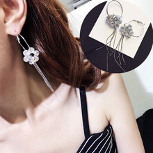 Charm Sun Flower Stud Earrings For Women Bijoux Personality Tassel Long Design Sparkling Crystal Earrings Wedding Jewelry Gifts 2024 - buy cheap