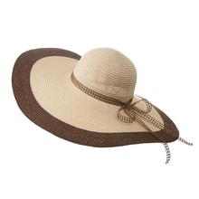 SUOGRY New Arrival Straw Sun Hat Women Summer Beach Sunscreen UV Hat Girls Hat Khaki Striped Casual Sun Beach Cap 2024 - buy cheap