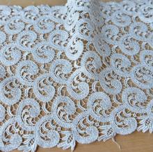 Free Shipping 2 Meters 25cm Width White African Net Lace Guipure Mesh High Quality Lace Fabric For Dress 2024 - buy cheap