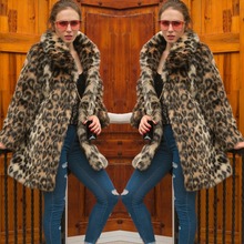 Abrigo largo de piel sintética para mujer, chaqueta de piel sintética de leopardo, elegante, de lujo, con bolsillo, de visón peludo, cálido para invierno, 2020 2024 - compra barato